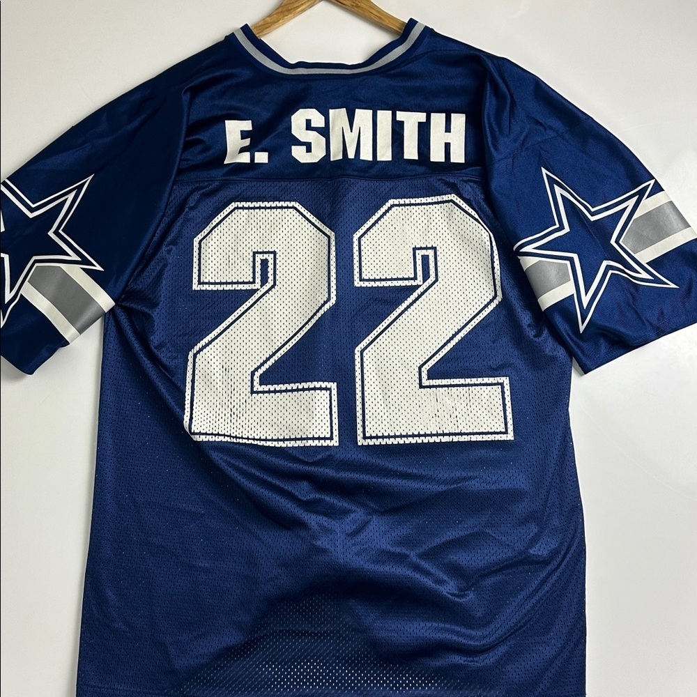 Dallas Cowboys Emmitt Smith #22 NFL Logo Athletic Jersey - 90s, Blue, Size Large